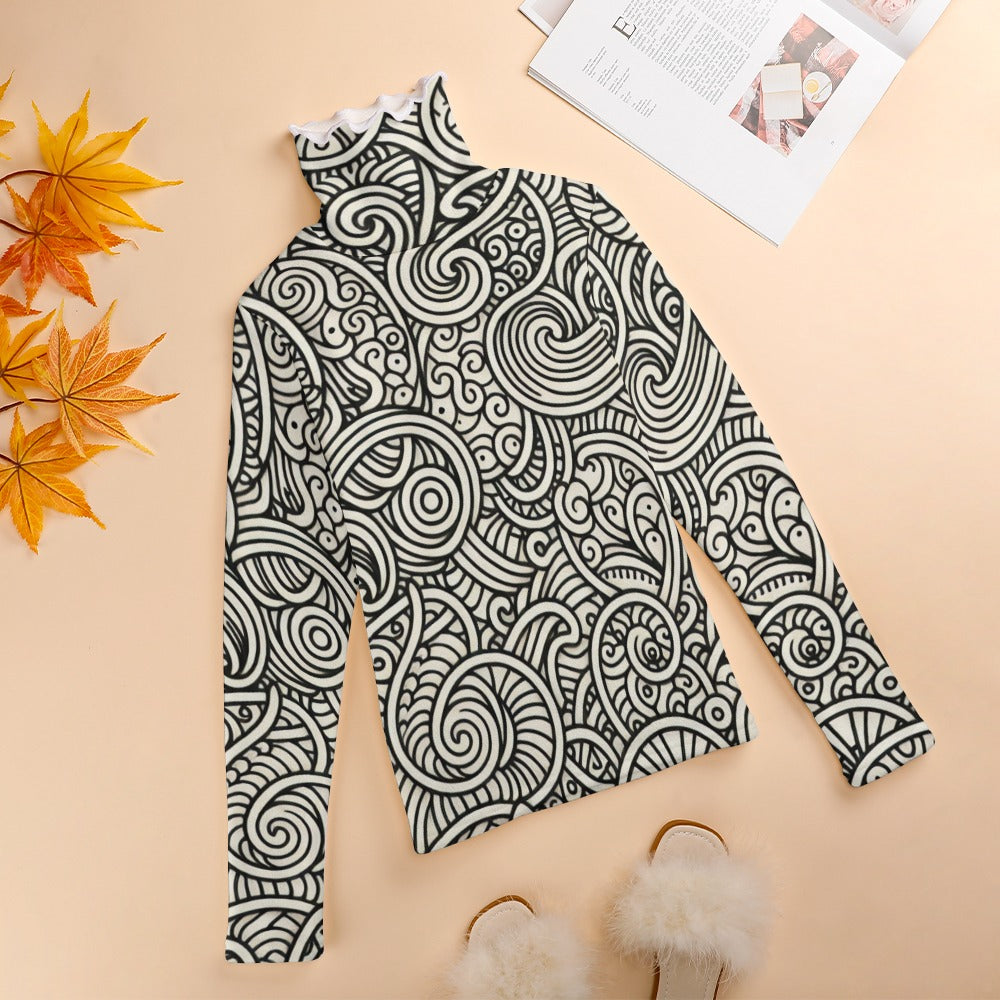 Langärmliger Damenpullover mit Revers (P188)