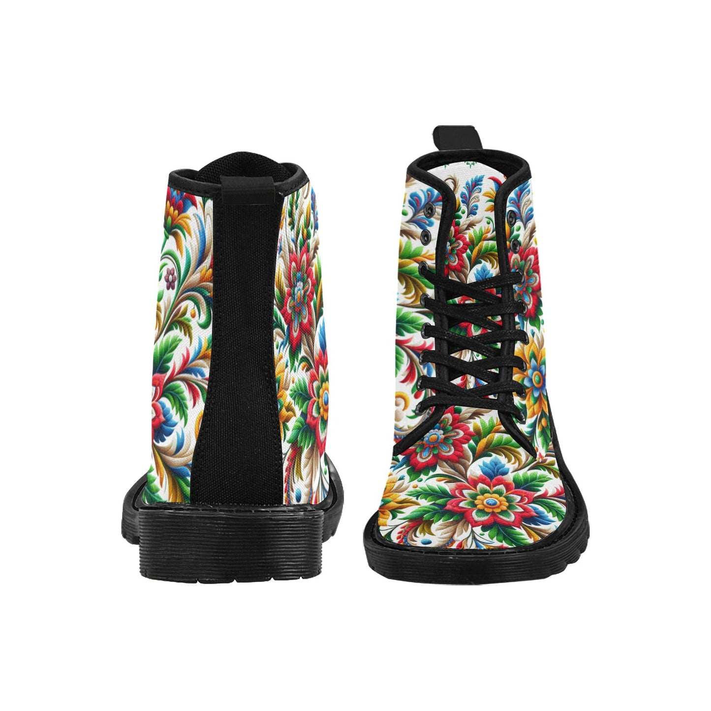 Women's Lace Up Canvas Boots (F13) WHITE