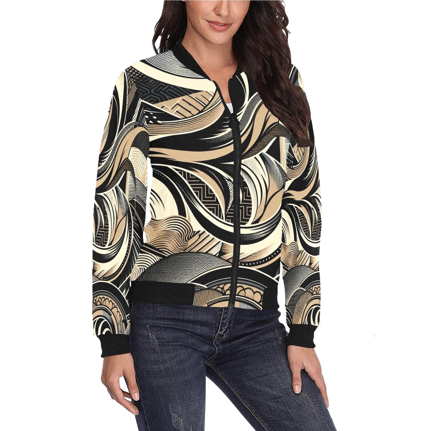 Women's All Over Print Bomber Jacket (P279)