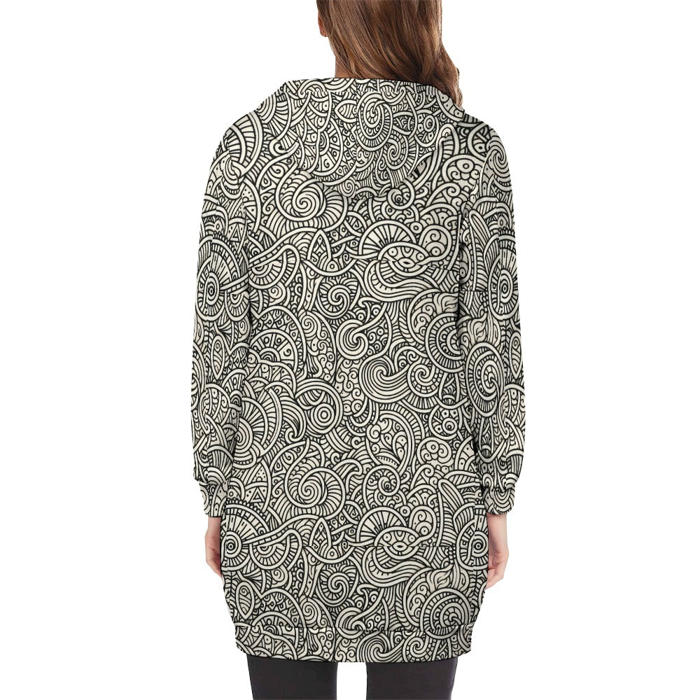 Langer Damen-Hoodie mit Volldruck (P188)