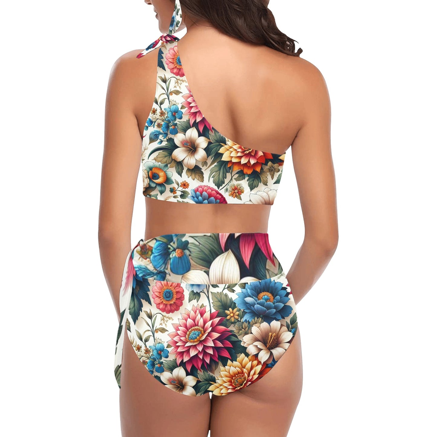 High Waisted One Shoulder Bikini Set (C95)
