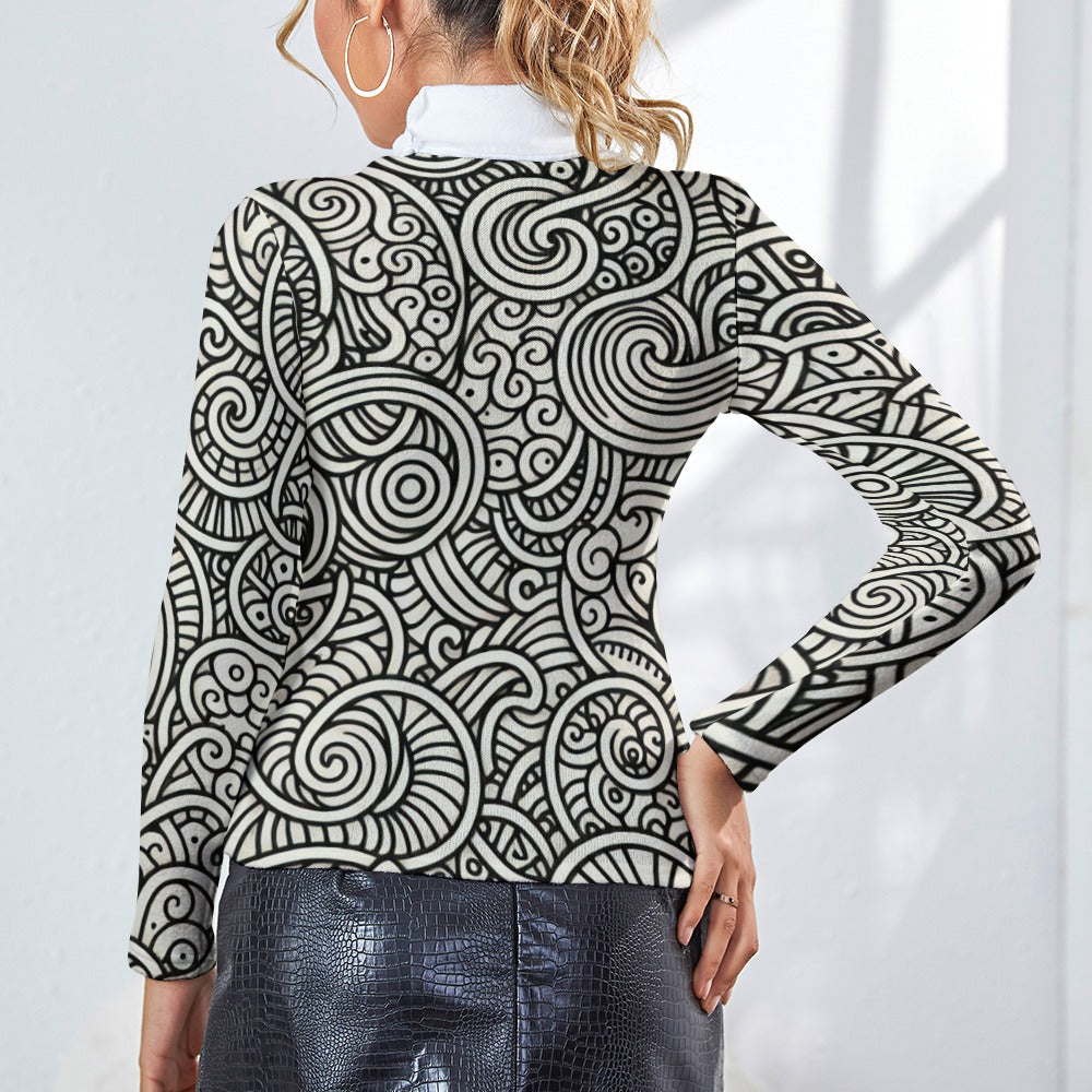 Langärmliger Damenpullover mit Revers (P188)