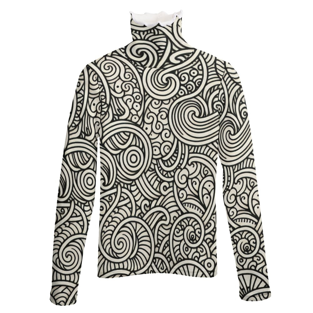 Langärmliger Damenpullover mit Revers (P188)