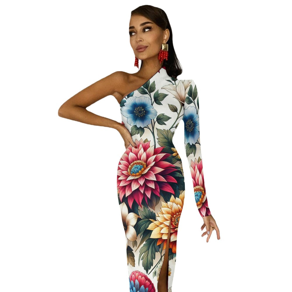 Kleid mit halblangen Ärmeln und Schlitz (C95)