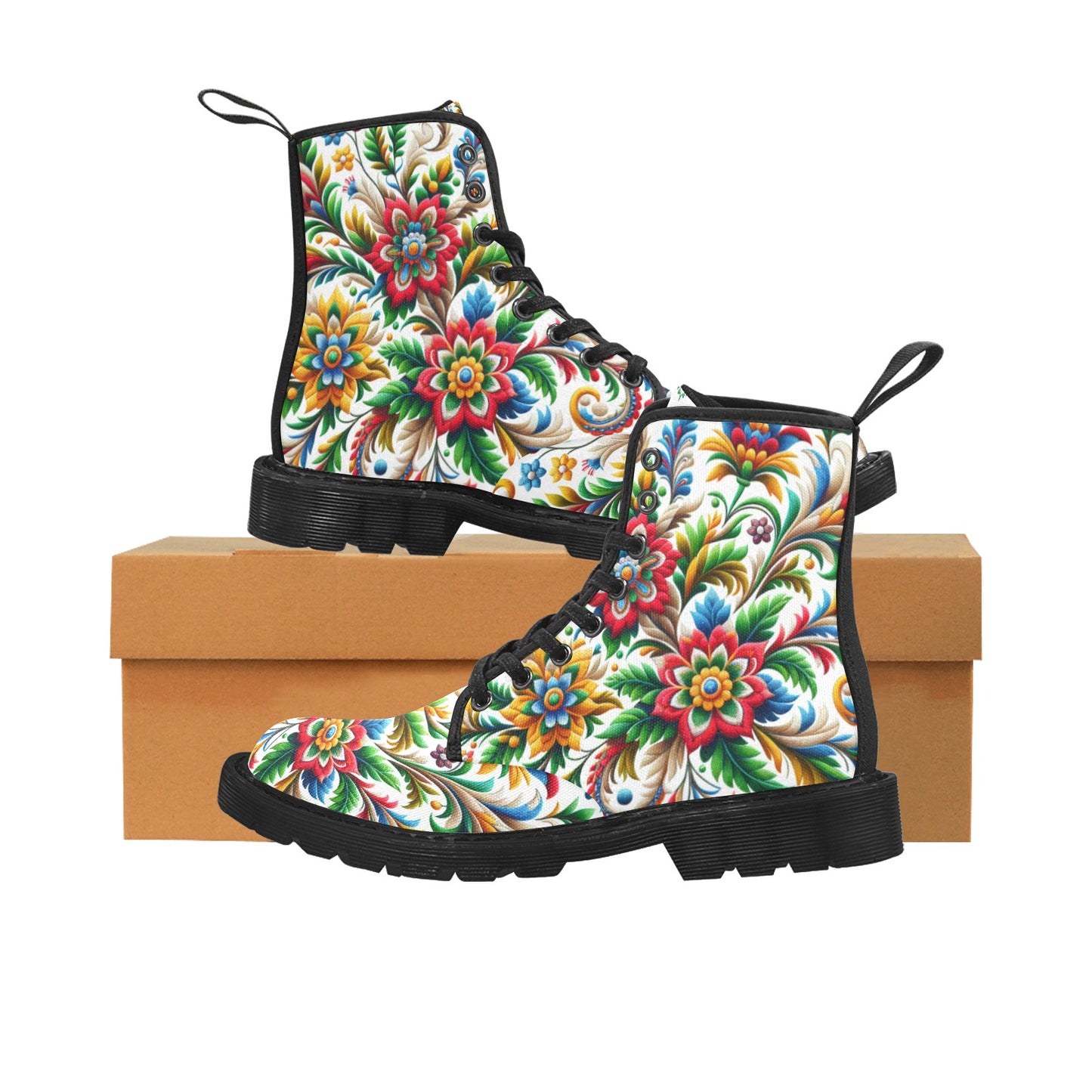Women's Lace Up Canvas Boots (F13) WHITE
