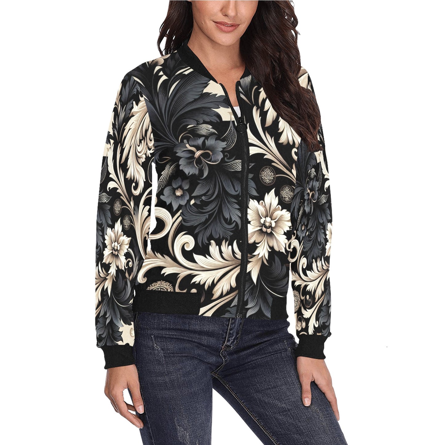 Women's All Over Print Bomber Jacket (P284)