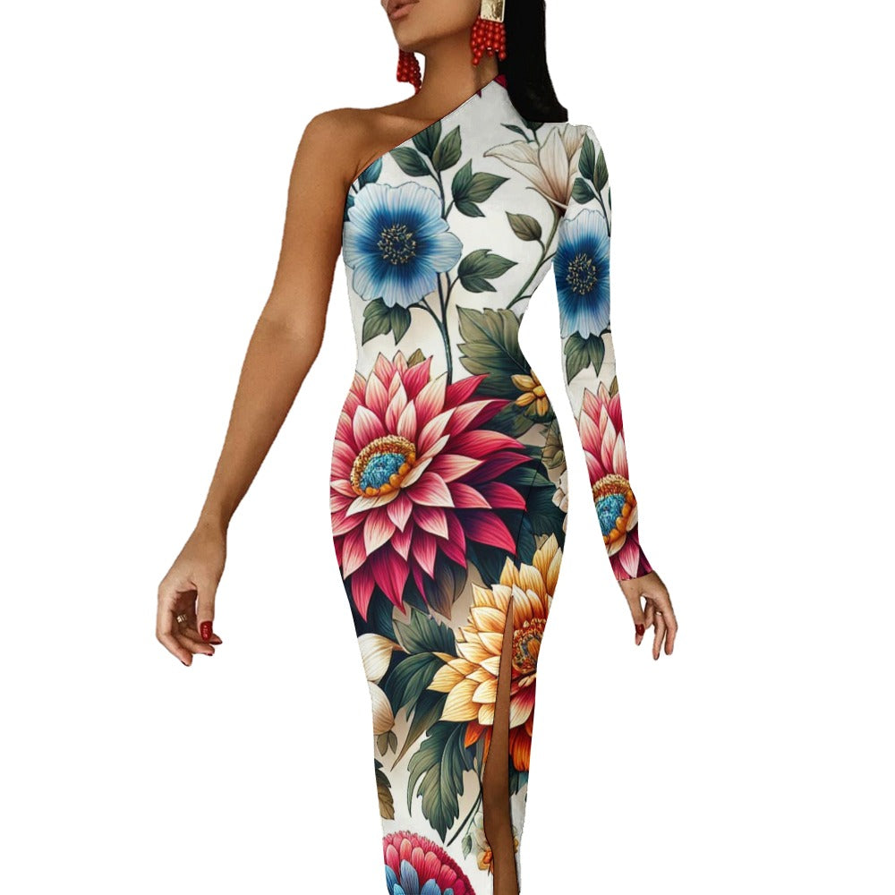Kleid mit halblangen Ärmeln und Schlitz (C95)