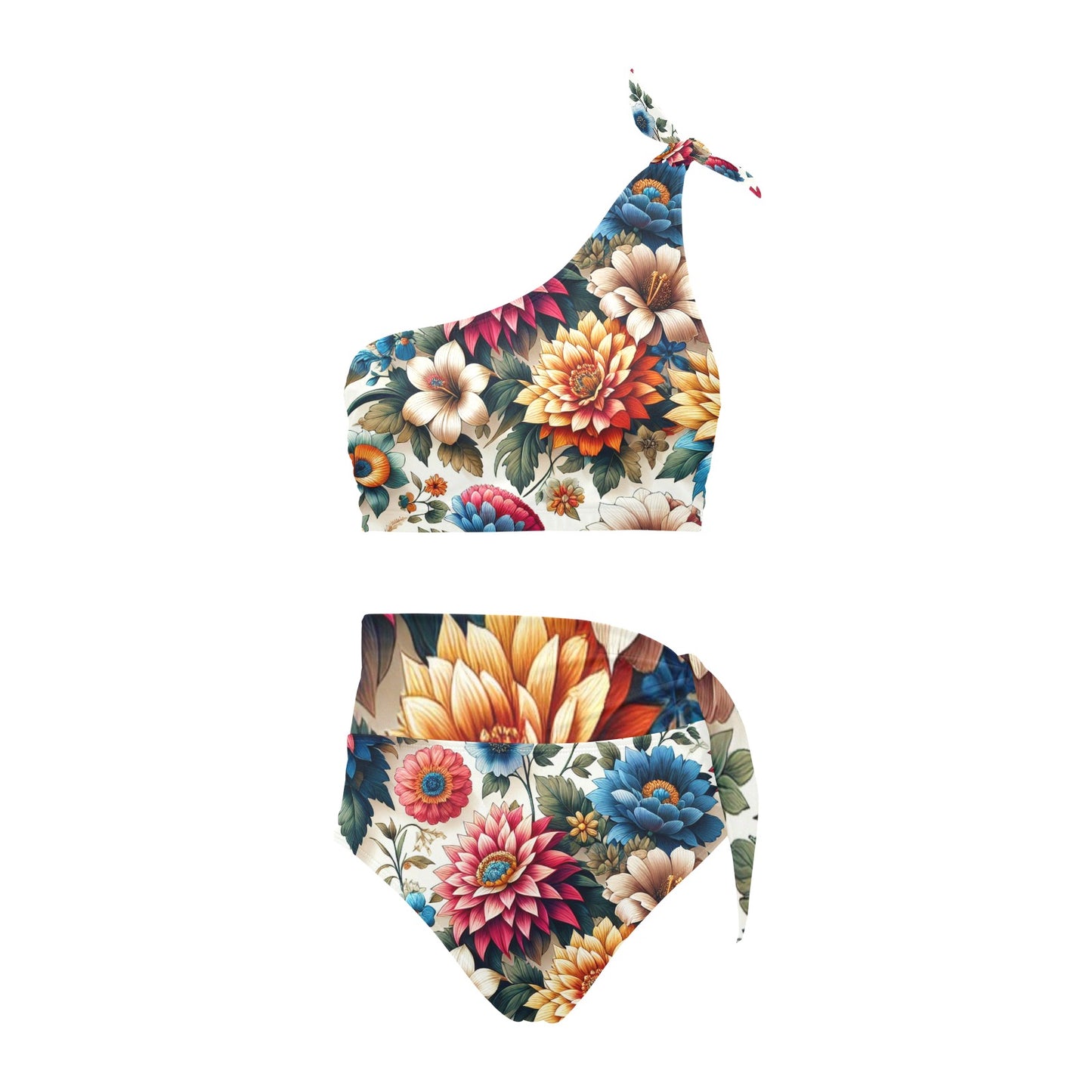 High Waisted One Shoulder Bikini Set (C95)
