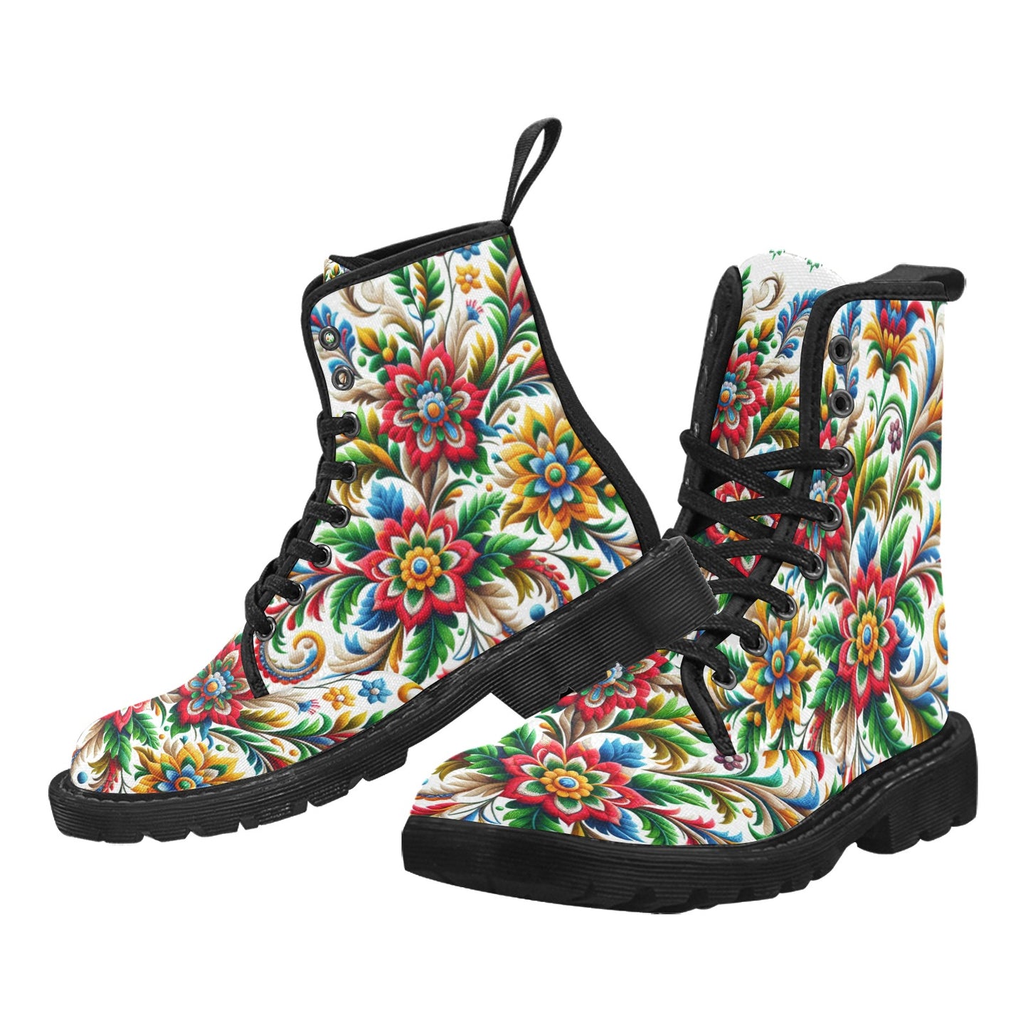 Women's Lace Up Canvas Boots (F13) WHITE