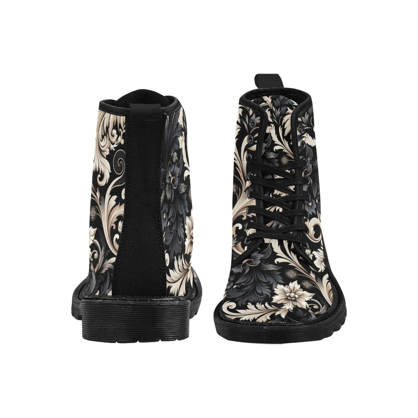 Damen-Schnürstiefel aus Segeltuch (P284) (Schwarz)