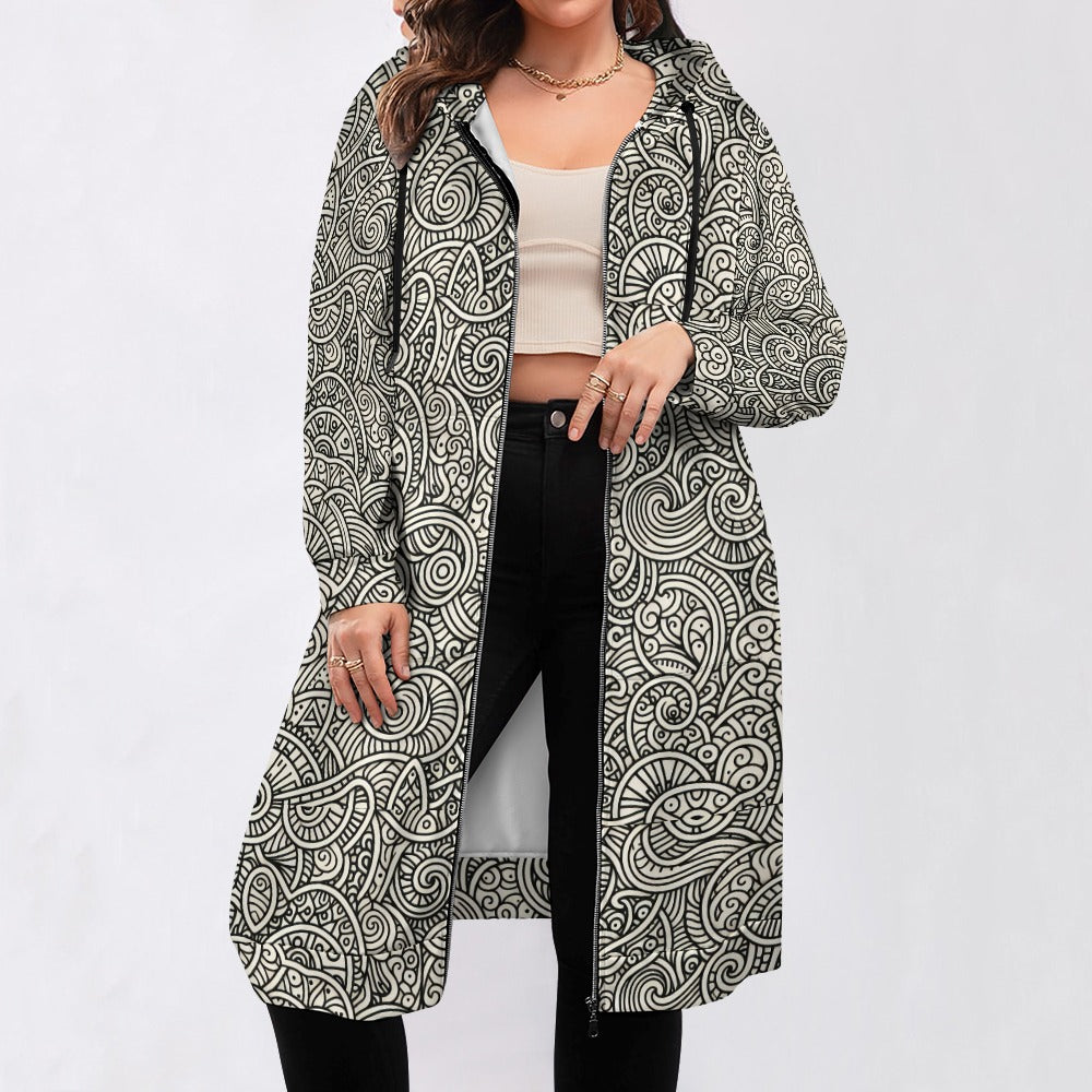 Langer Damen-Hoodie mit Volldruck (P188)