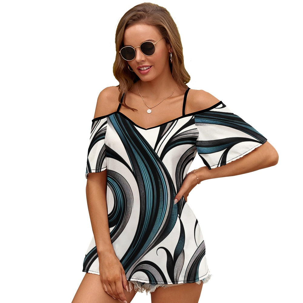 Casual Ladies Off Shoulder Sling Short Sleeve Top (P292)