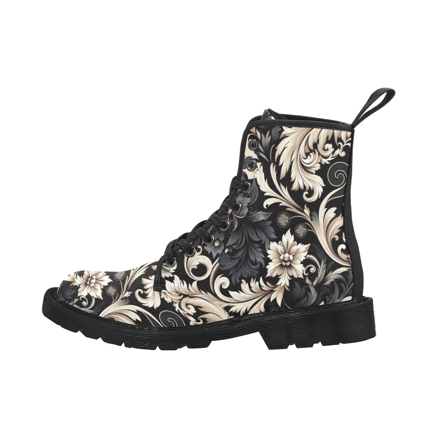 Damen-Schnürstiefel aus Segeltuch (P284) (Schwarz)