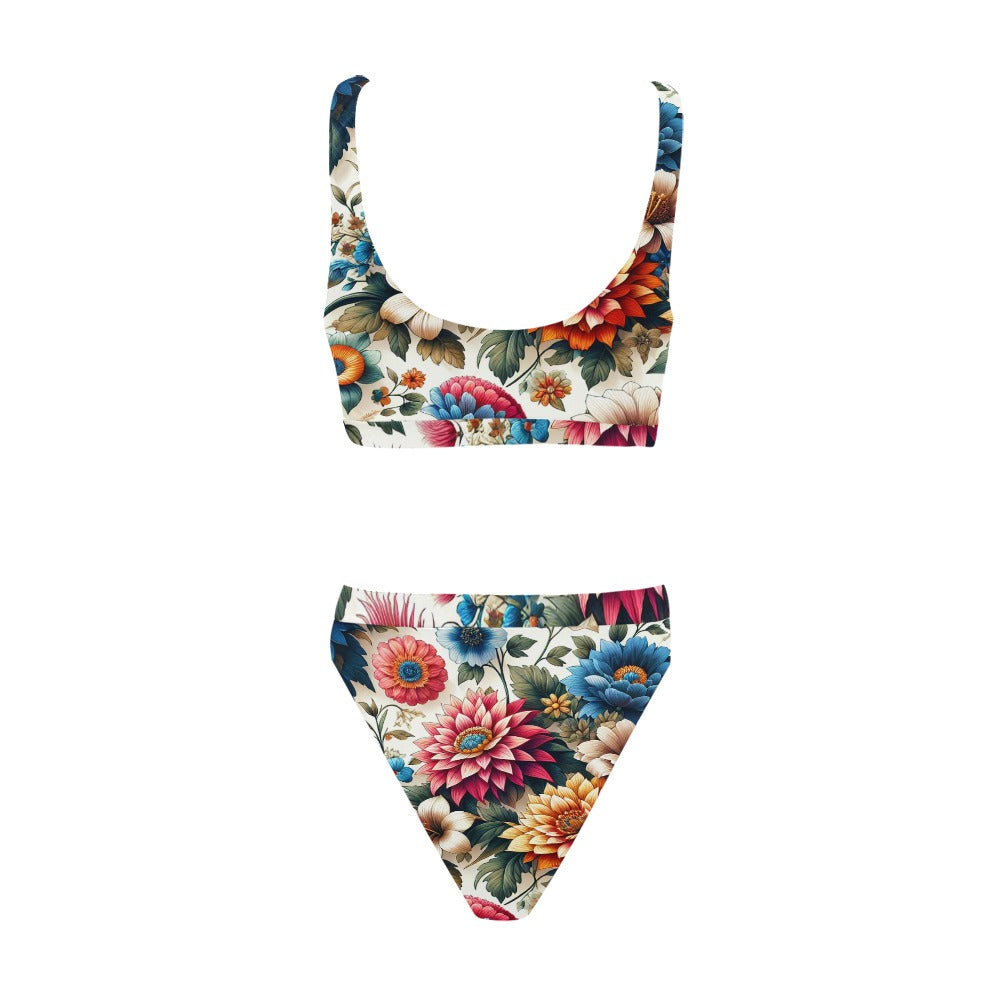 Sport felső és magas derekú bikini fürdőruha (C95)