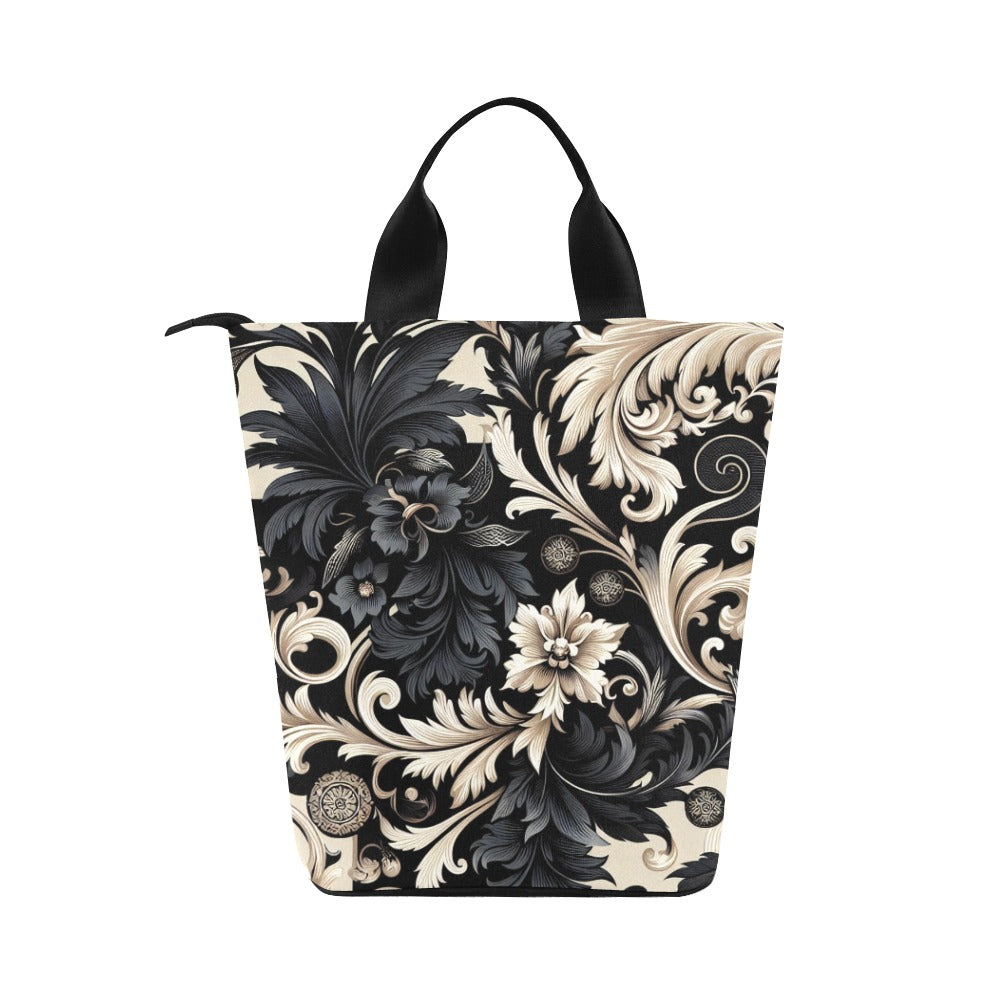 Nylon-Zylinder-Lunchtasche (Schwarz) (P284)