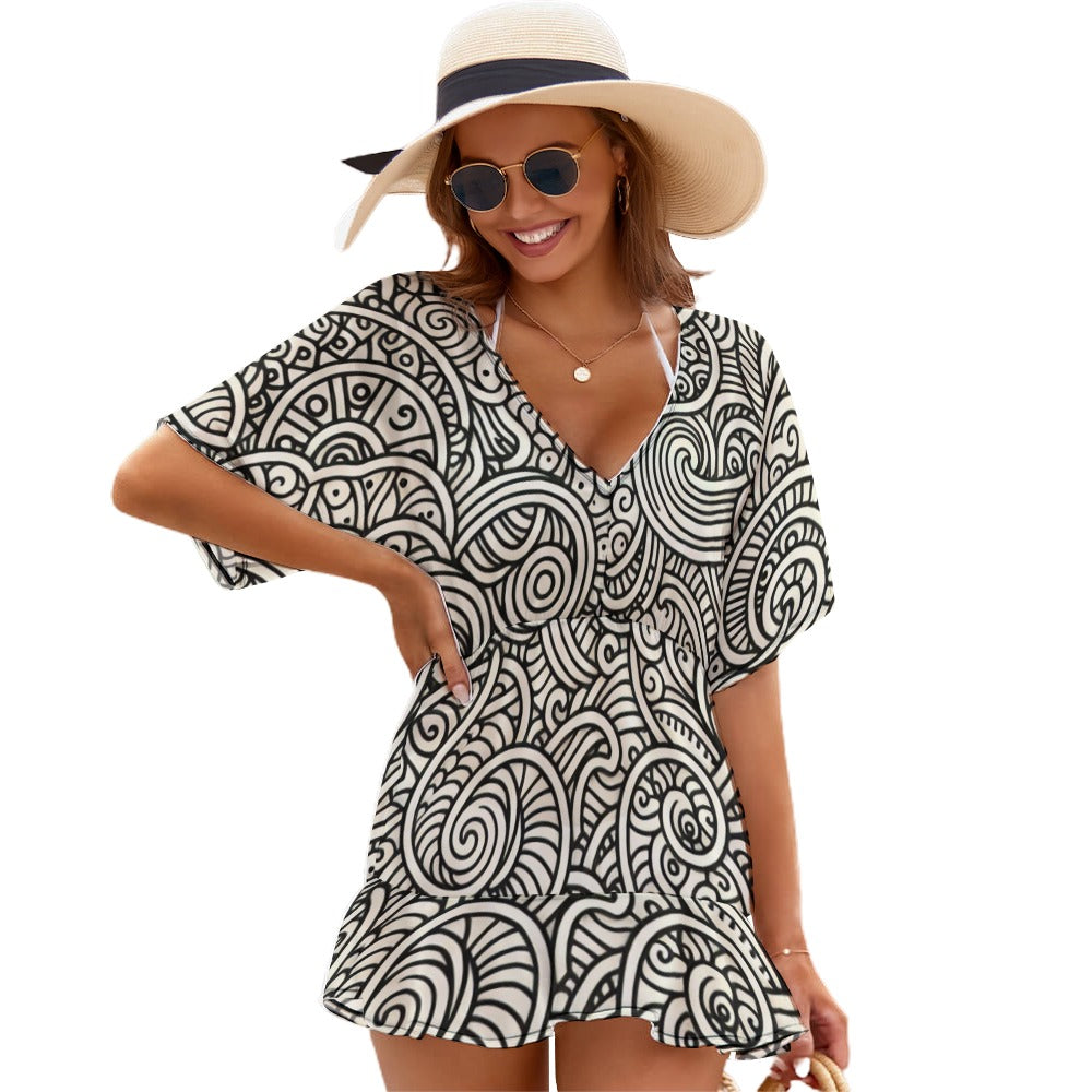 Dünnes, kurzärmliges Einteilerkleid für Damen (P188)