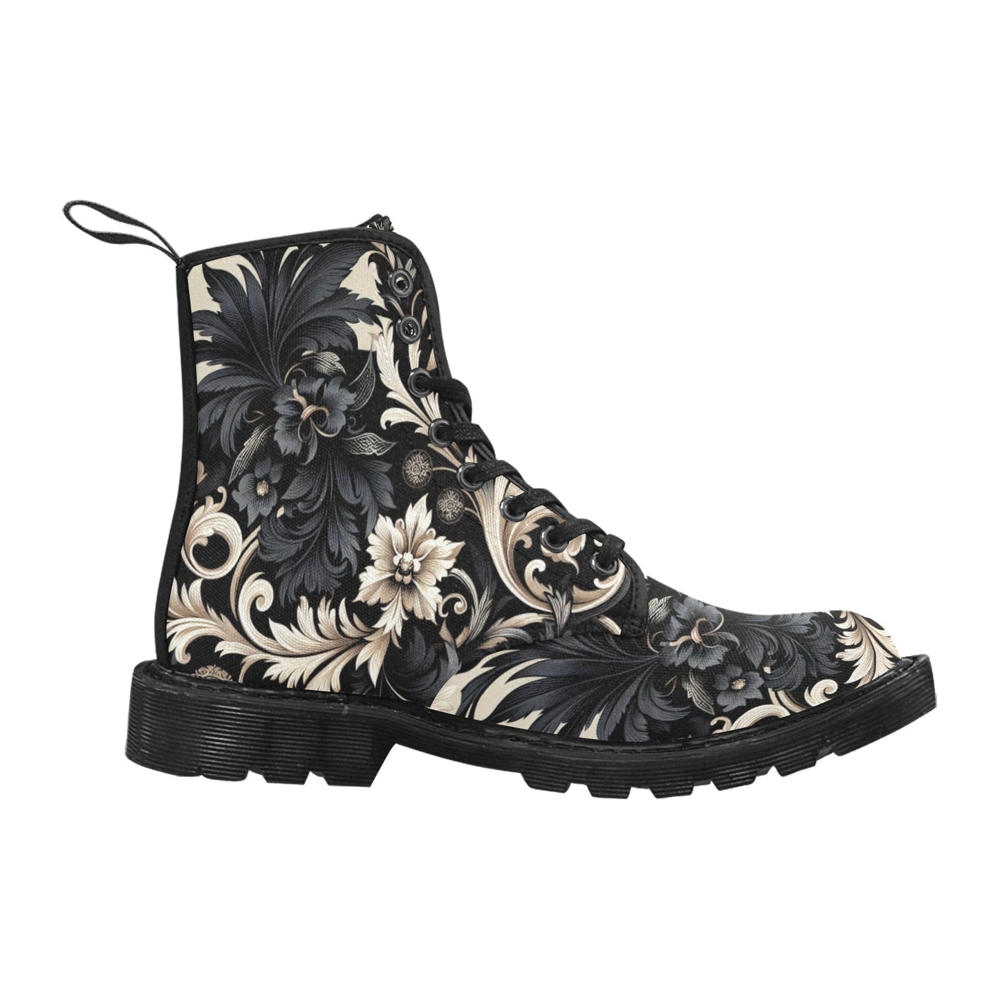 Damen-Schnürstiefel aus Segeltuch (P284) (Schwarz)