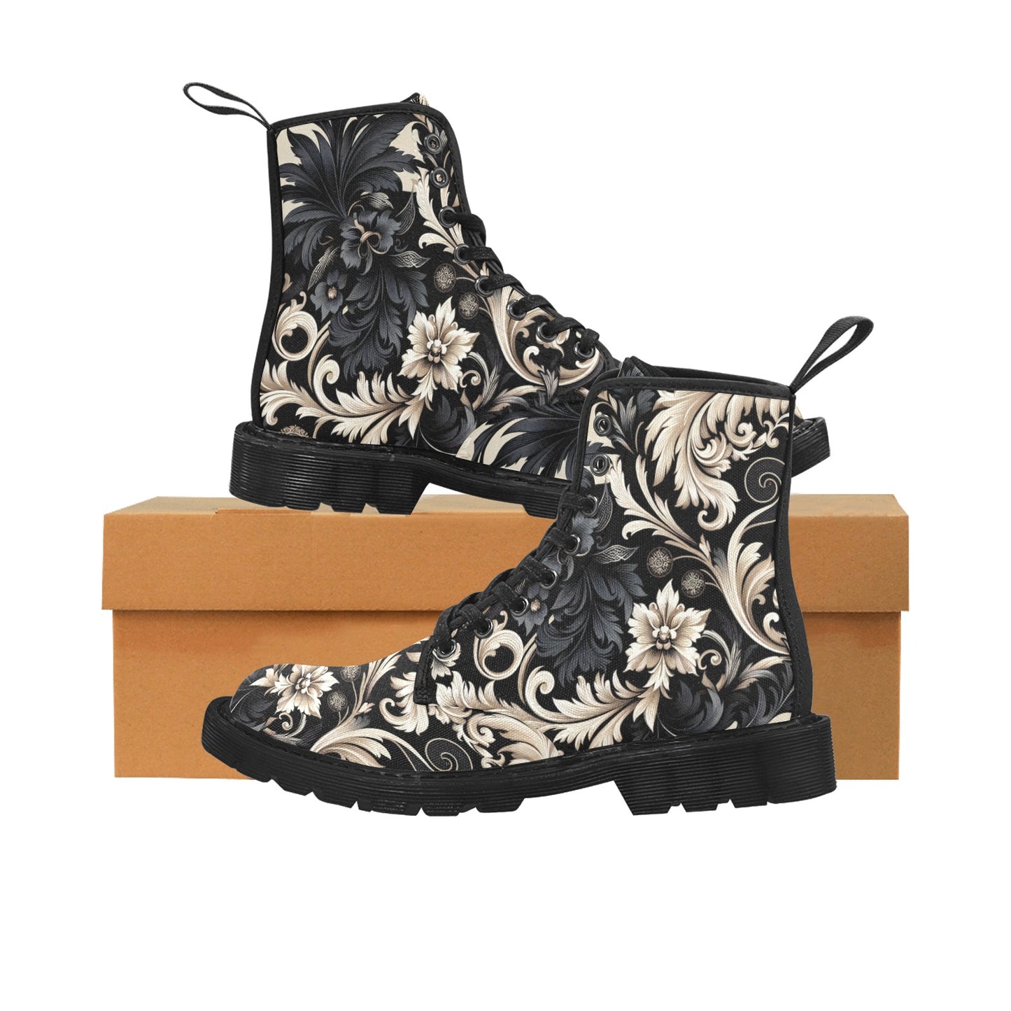 Damen-Schnürstiefel aus Segeltuch (P284) (Schwarz)