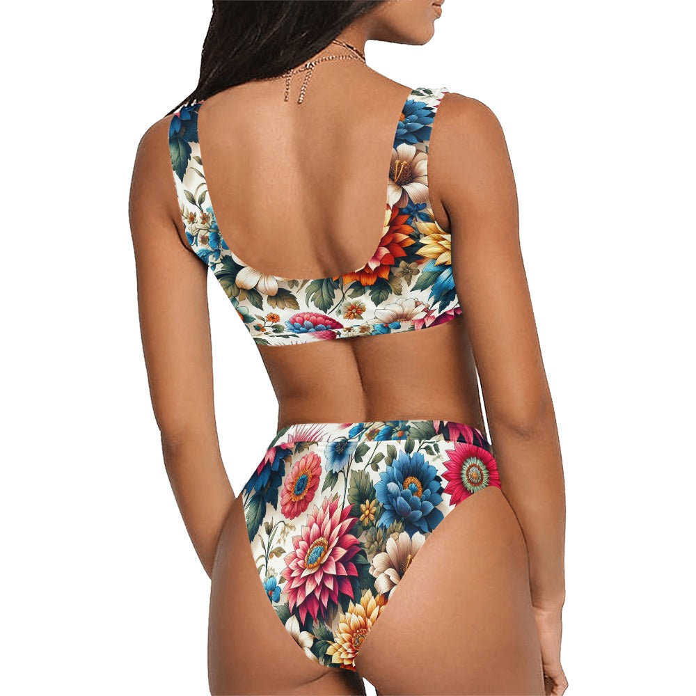 Sport felső és magas derekú bikini fürdőruha (C95)