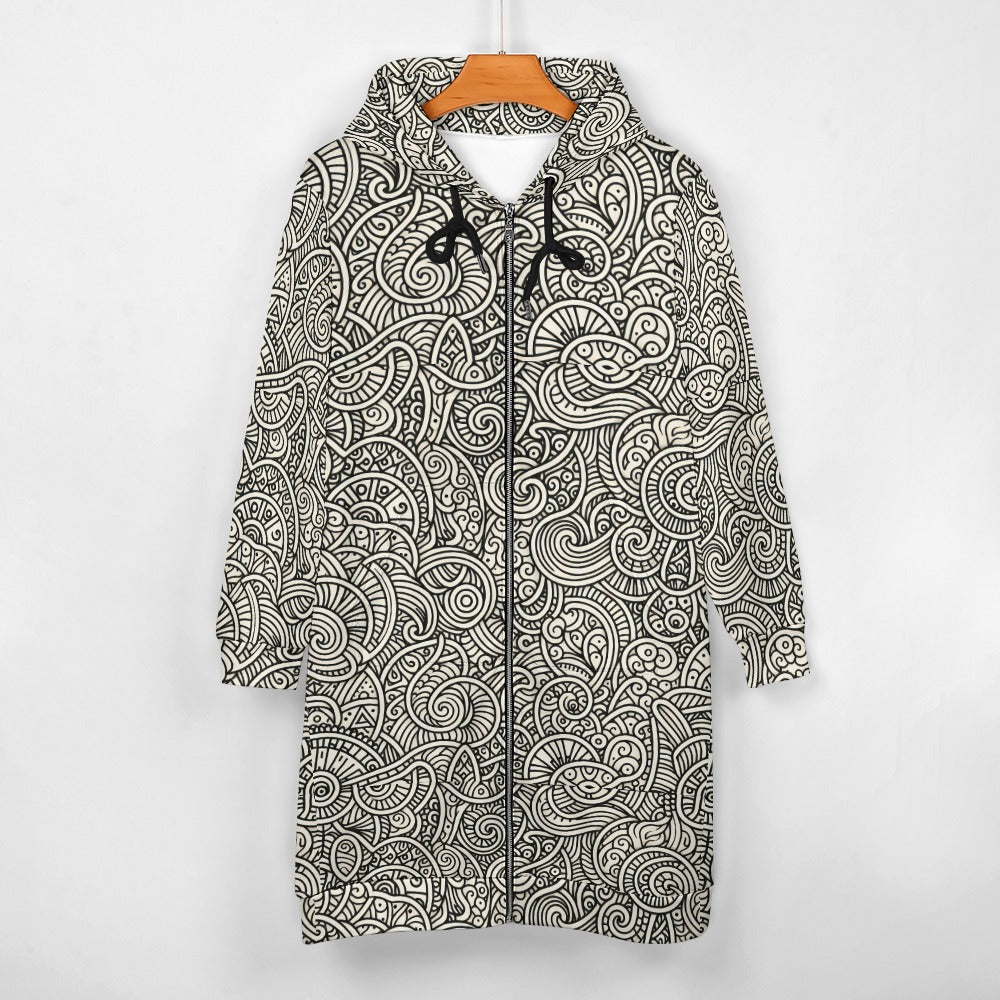 Langer Damen-Hoodie mit Volldruck (P188)