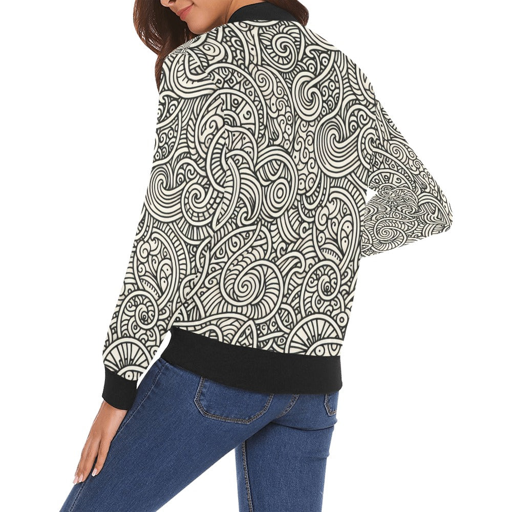 Bomberjacke mit Allover-Print für Damen (P188)