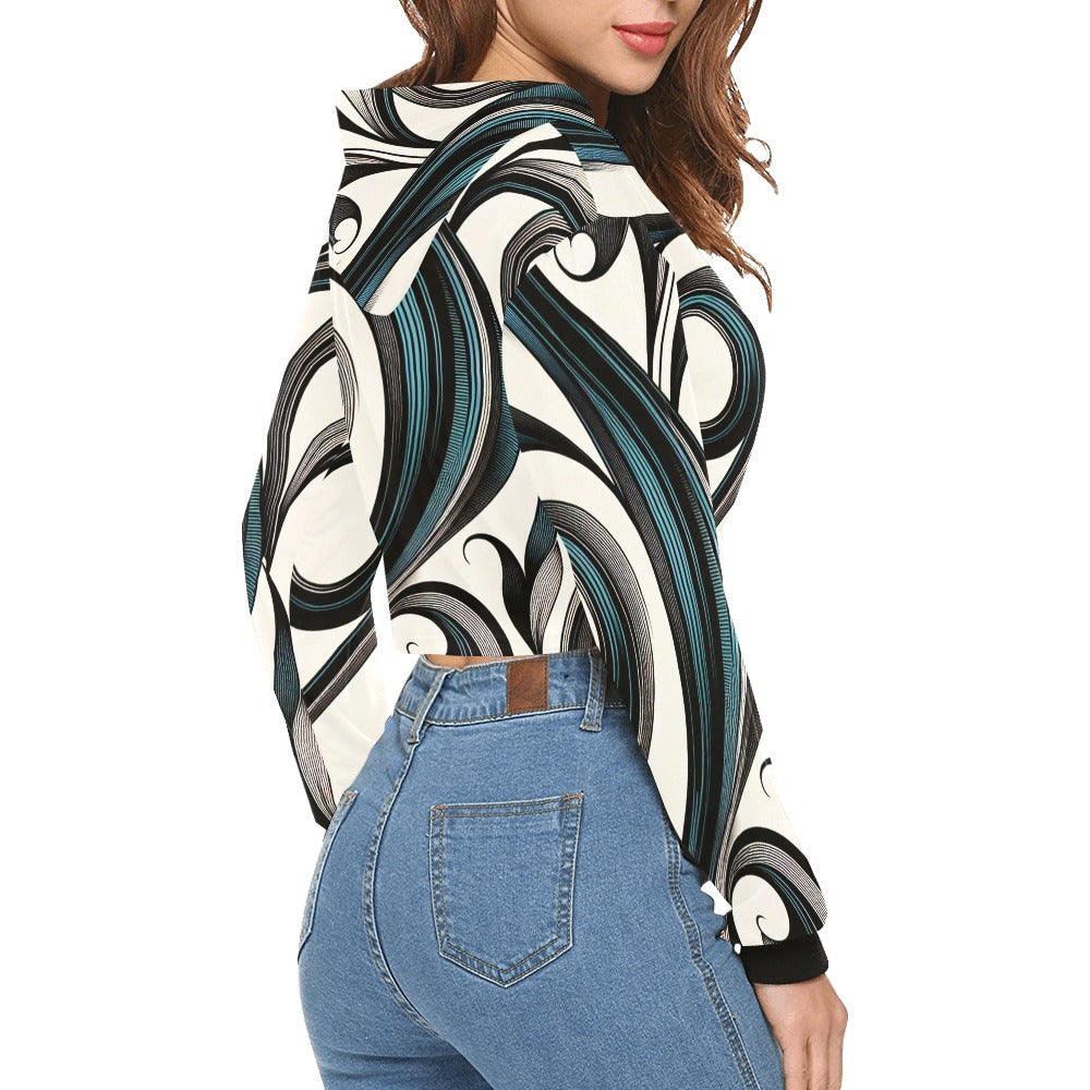 Women's All Over Print Cropped Hoodie (P292)