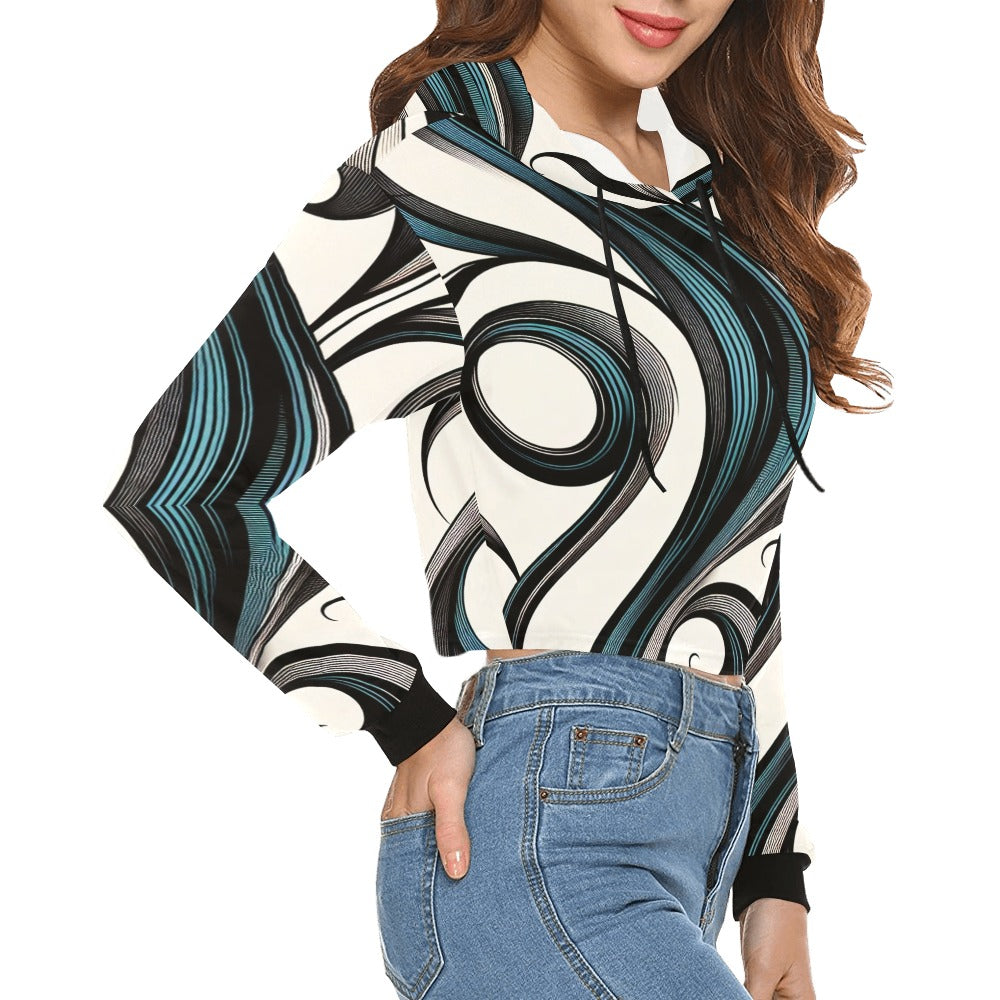 Women's All Over Print Cropped Hoodie (P292)