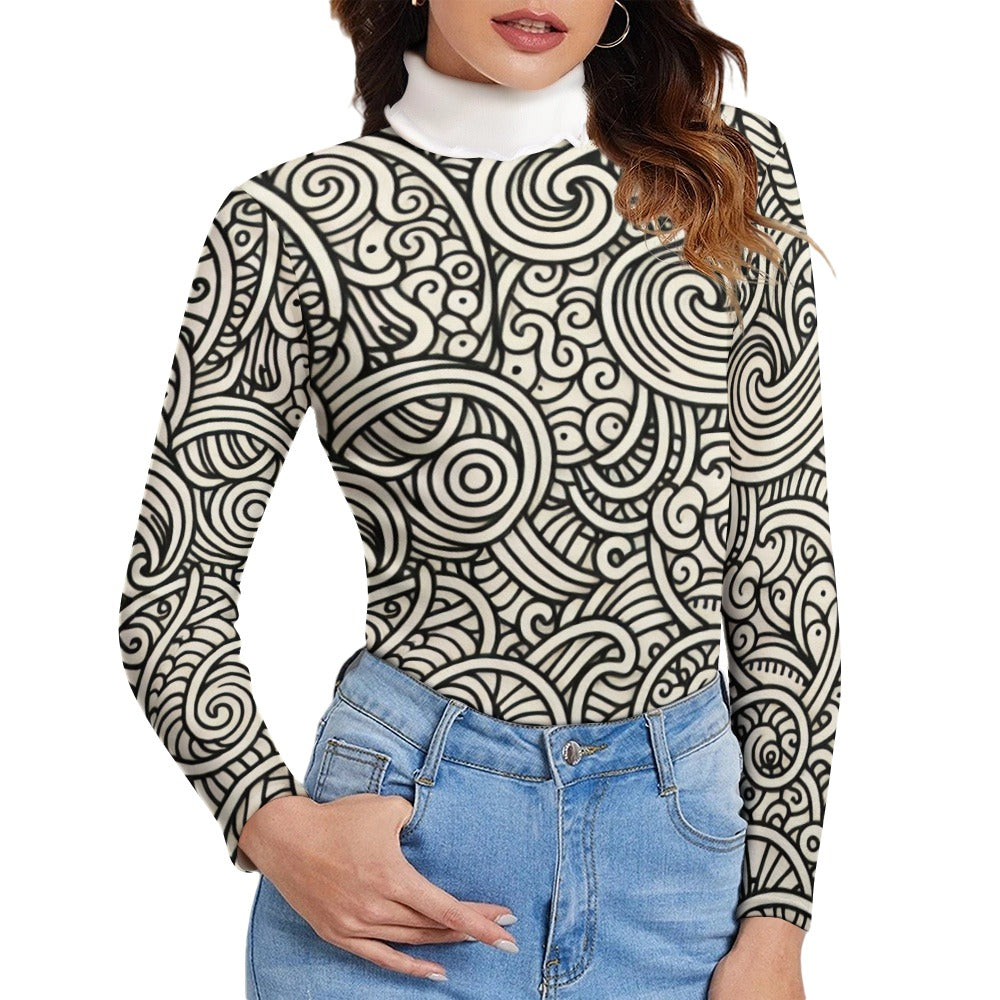 Langärmliger Damenpullover mit Revers (P188)