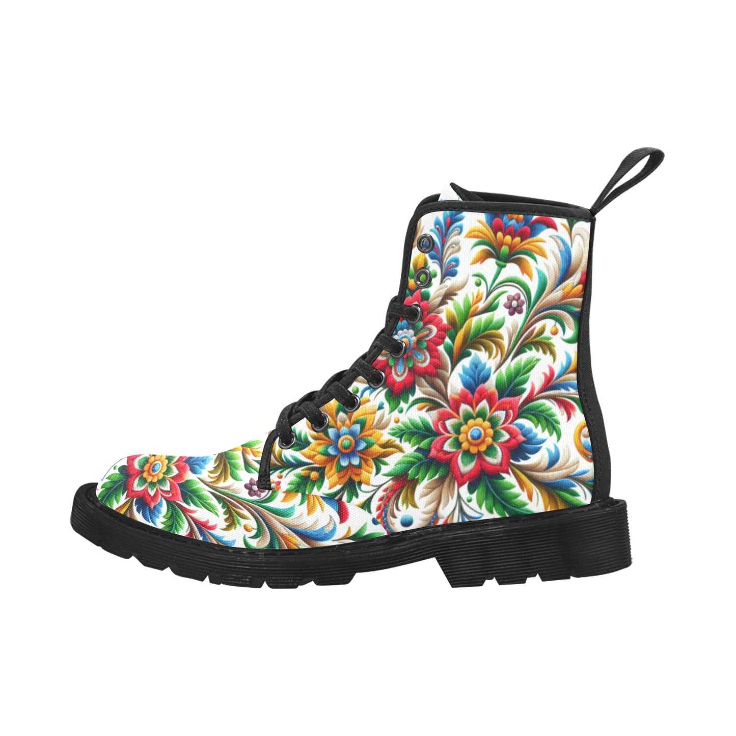 Women's Lace Up Canvas Boots (F13) WHITE