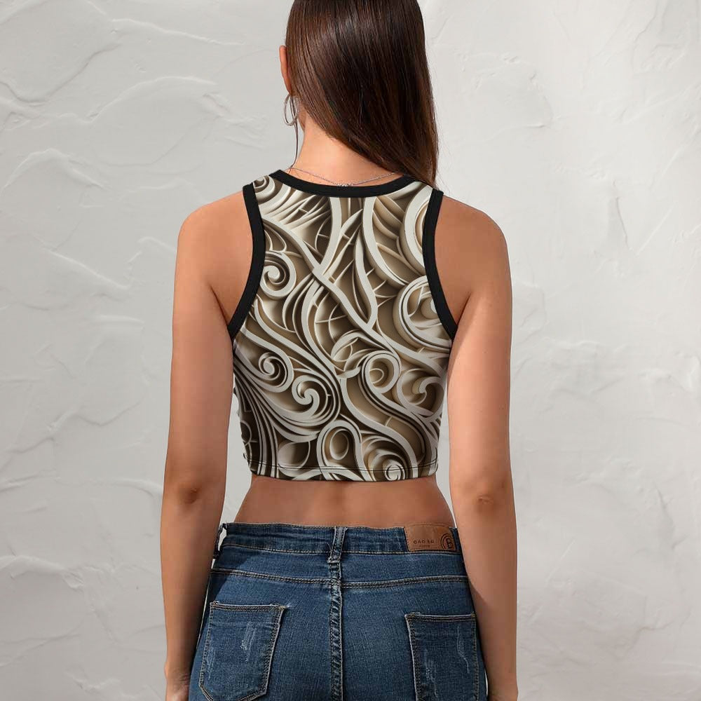 Women's Cropped Slim Racer Tank Top (P190)