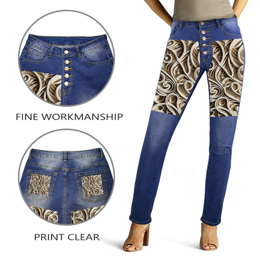 Women's Jeans (Front&Back Printing) (P190)