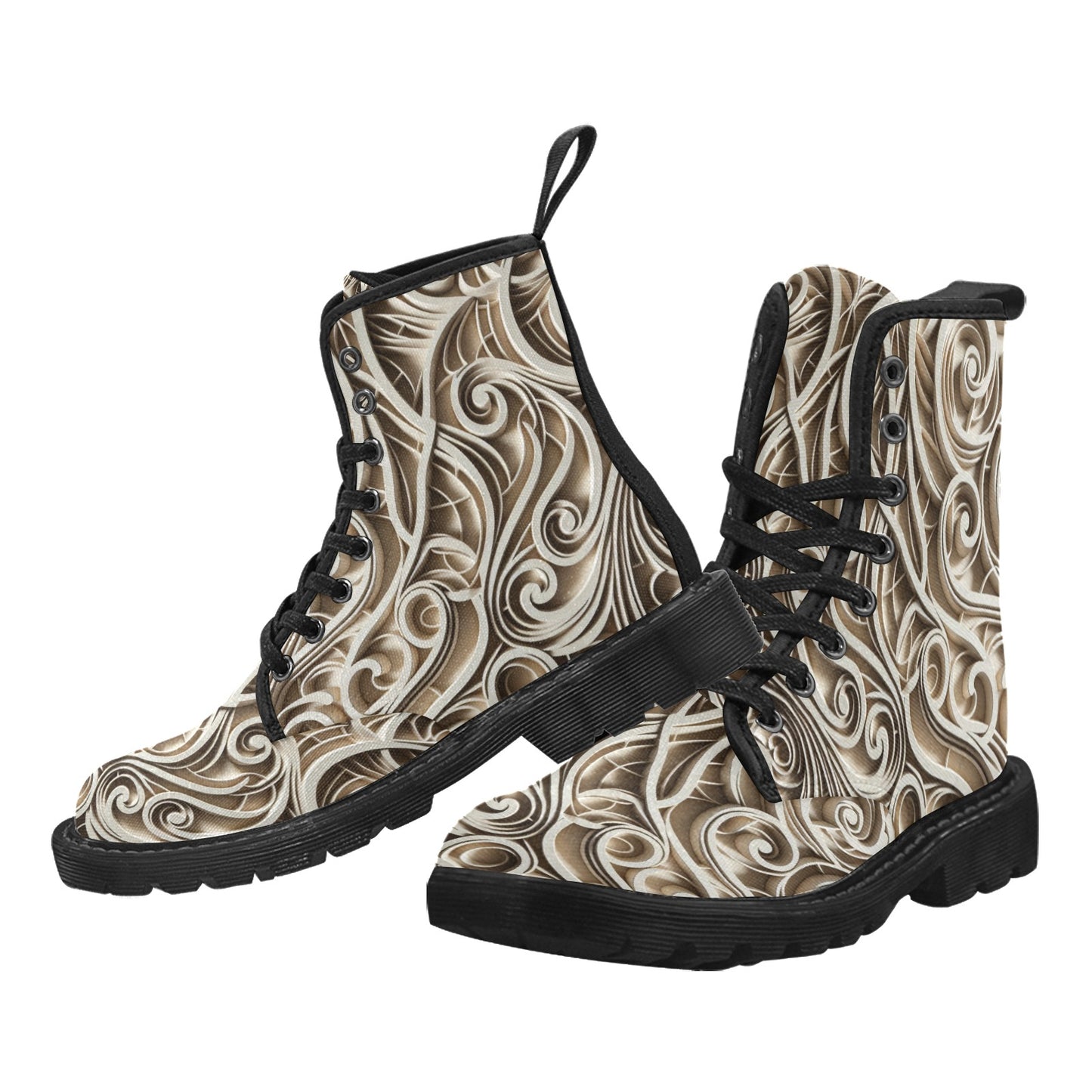 Women's Lace Up Canvas Boots (P190) WHITE