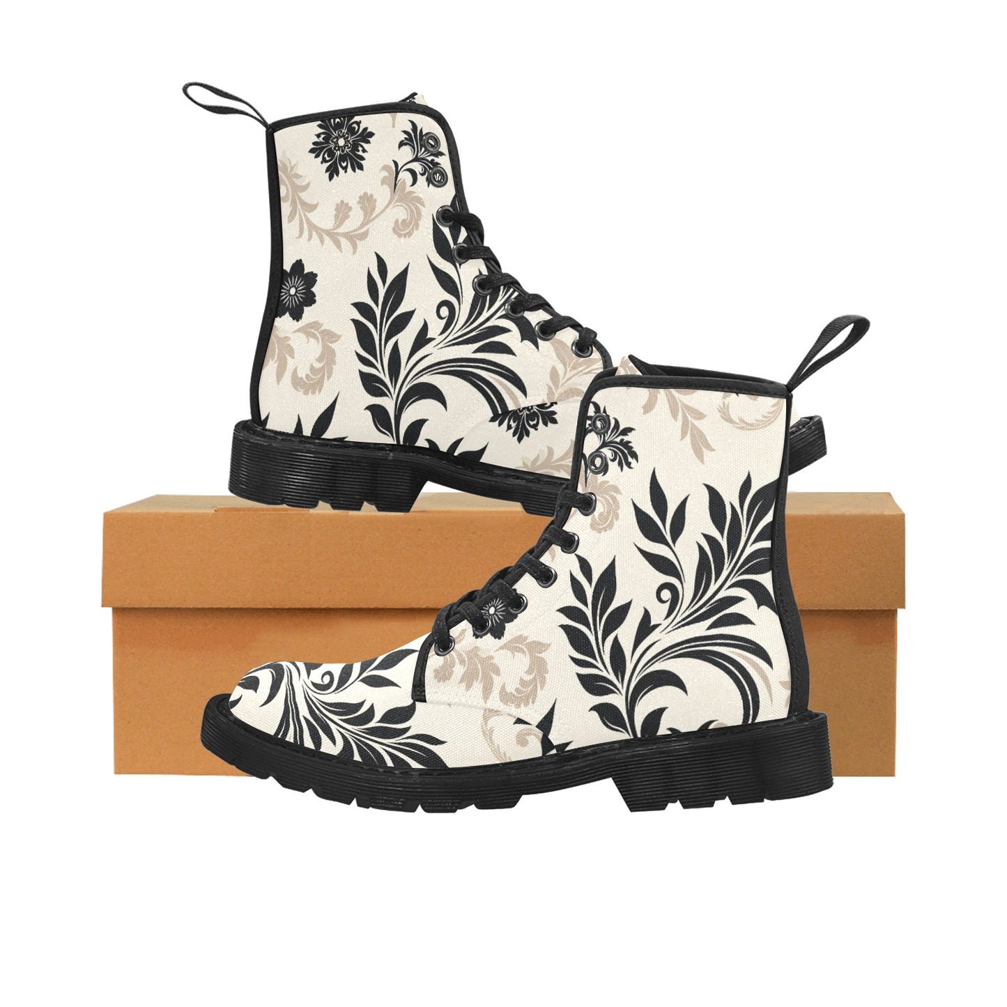 Women's Lace Up Canvas Boots (P290) WHITE