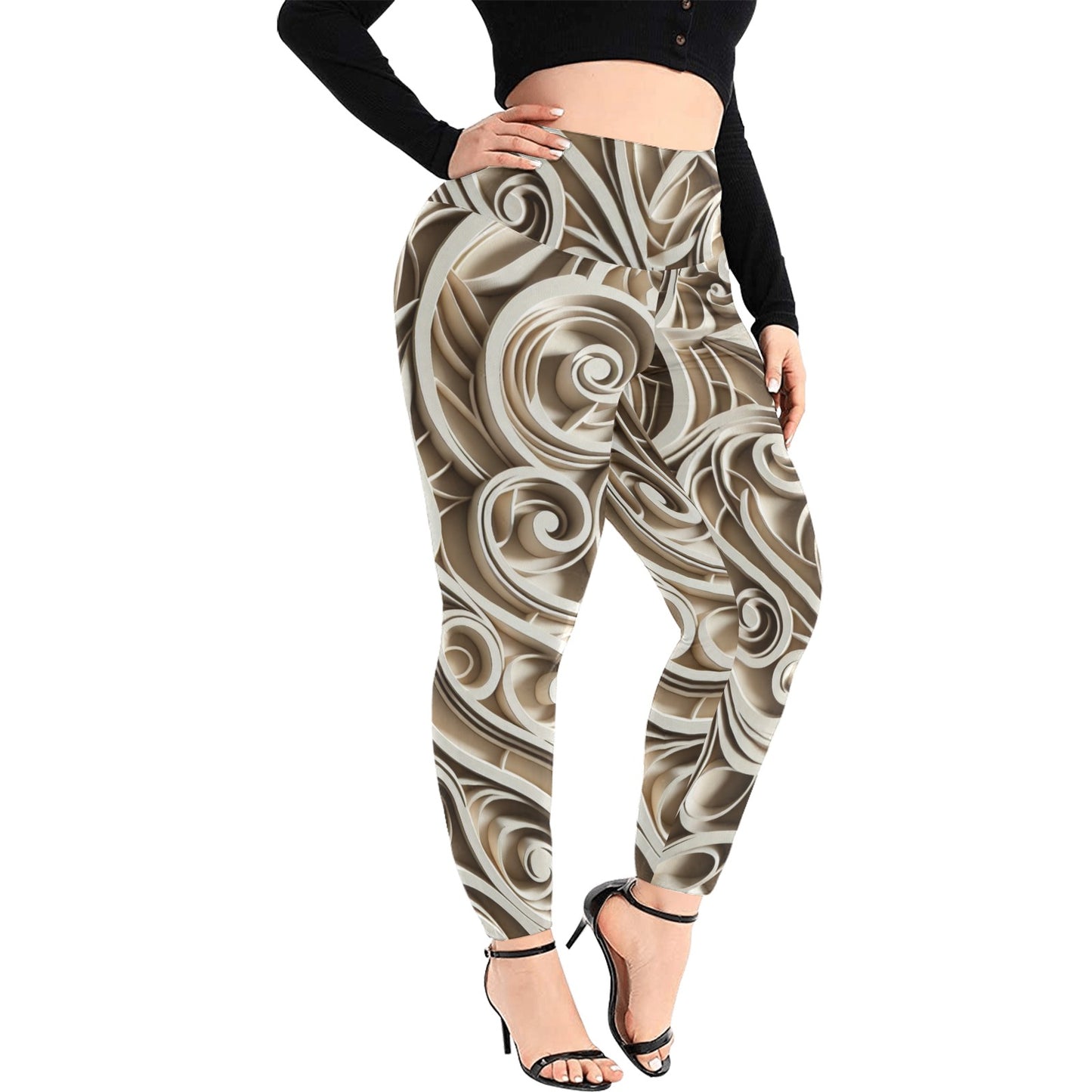 Women's High Waist Leggings (Plus Size) (P190)