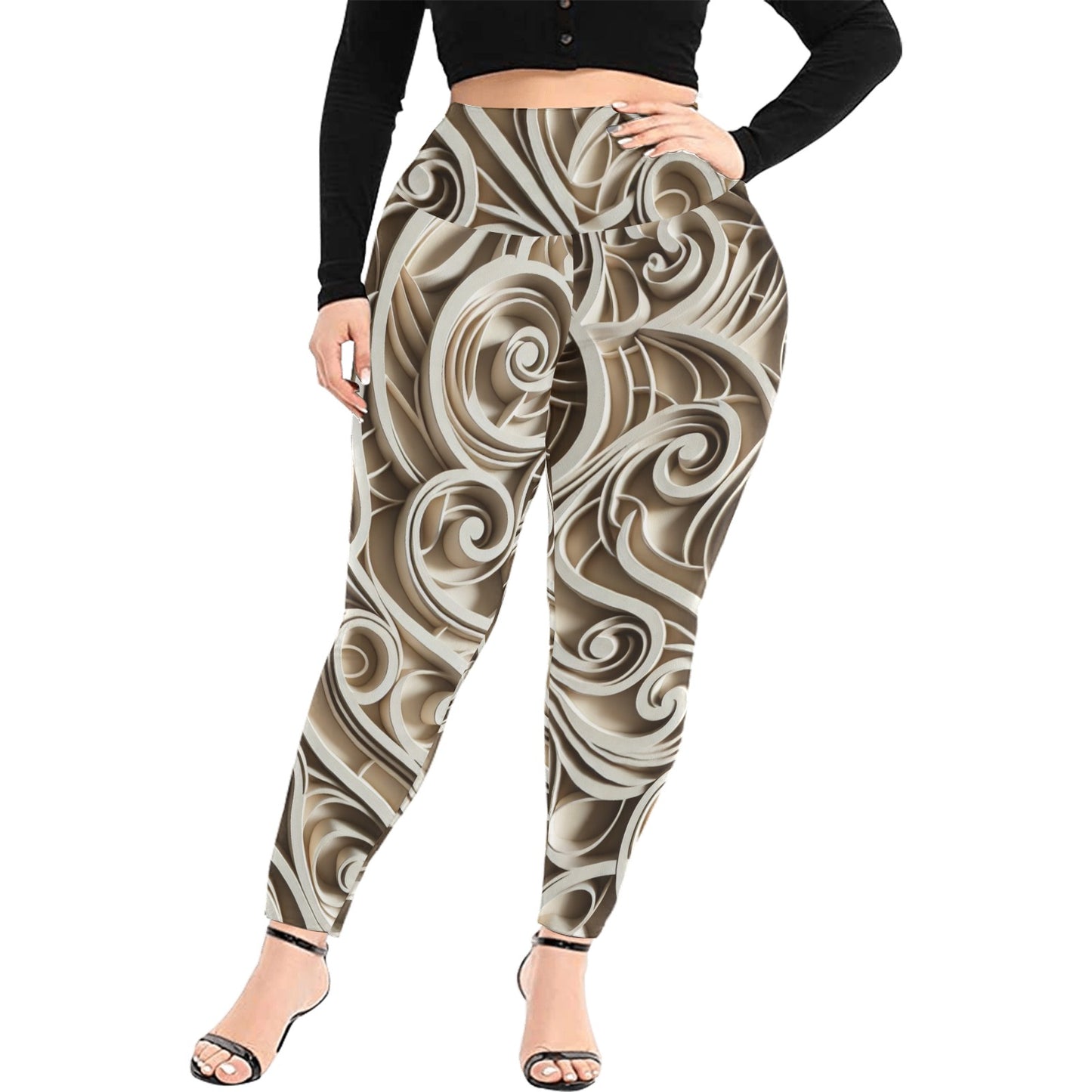 Women's High Waist Leggings (Plus Size) (P190)