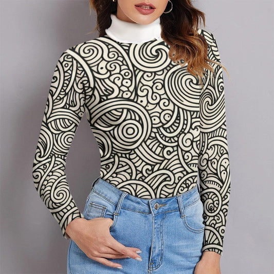 Langärmliger Damenpullover mit Revers (P188)