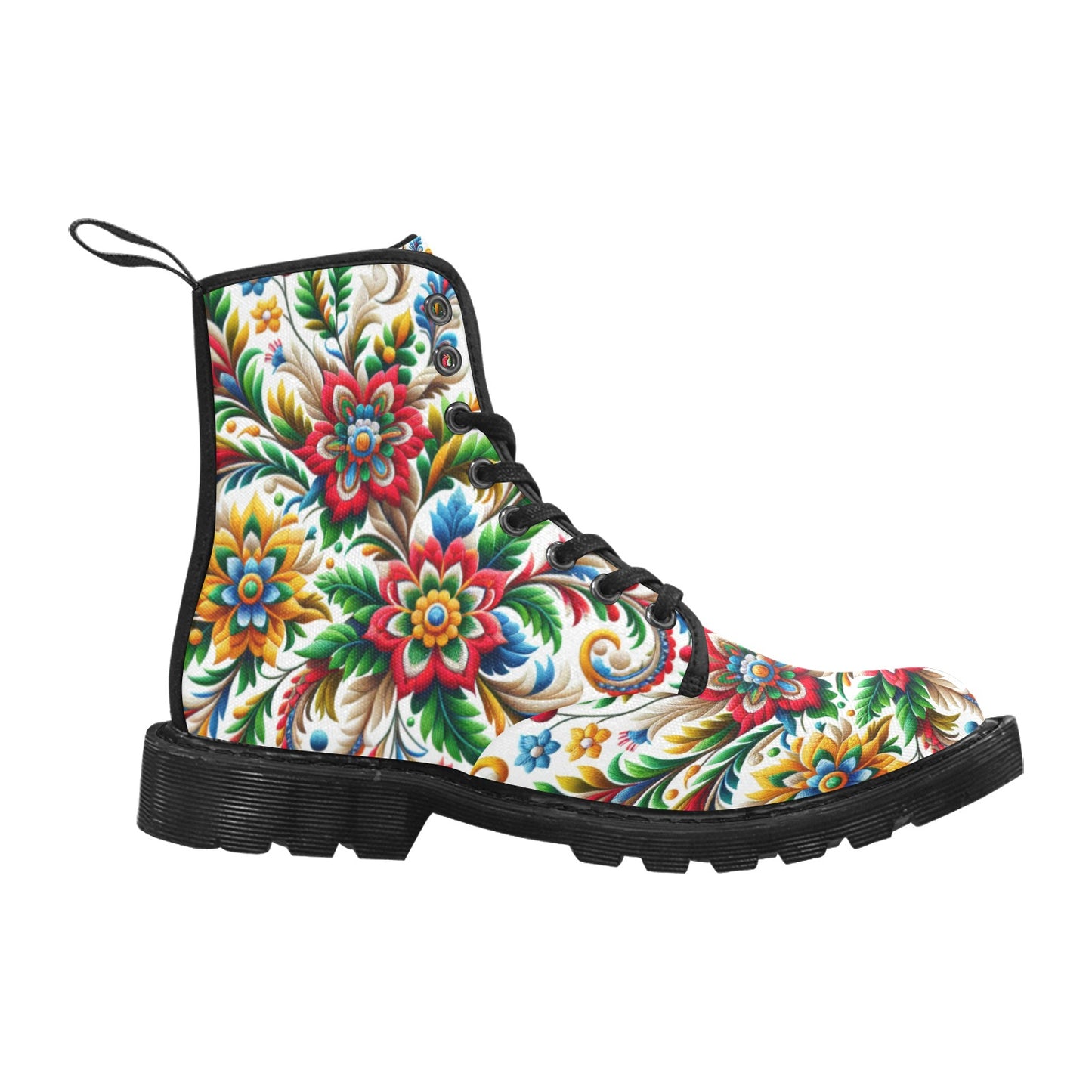Women's Lace Up Canvas Boots (F13) WHITE