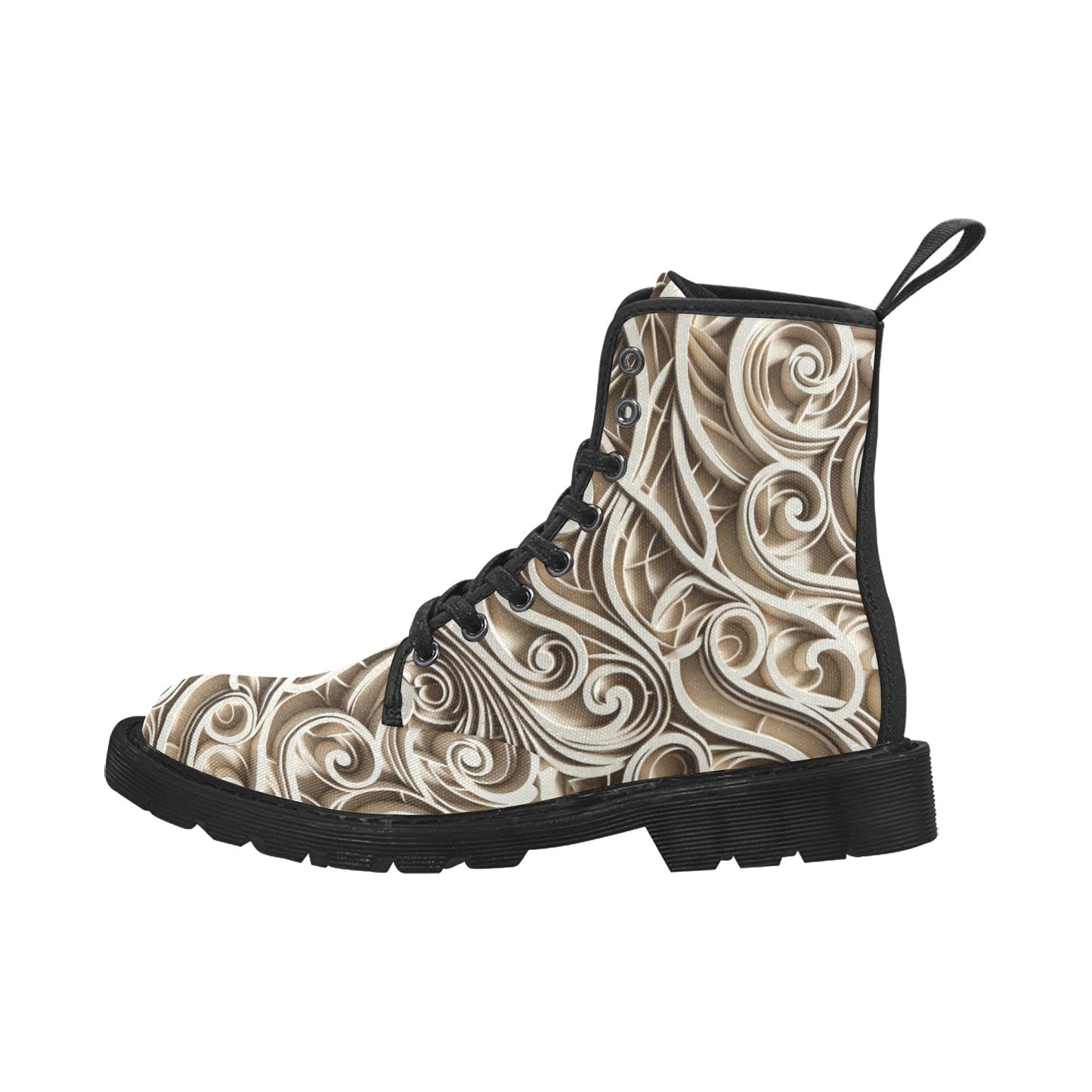 Women's Lace Up Canvas Boots (P190) WHITE