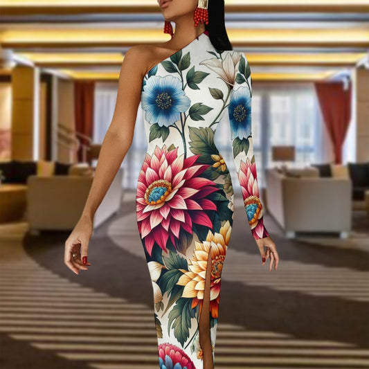 Half Sleeve Slit Dress (C95)