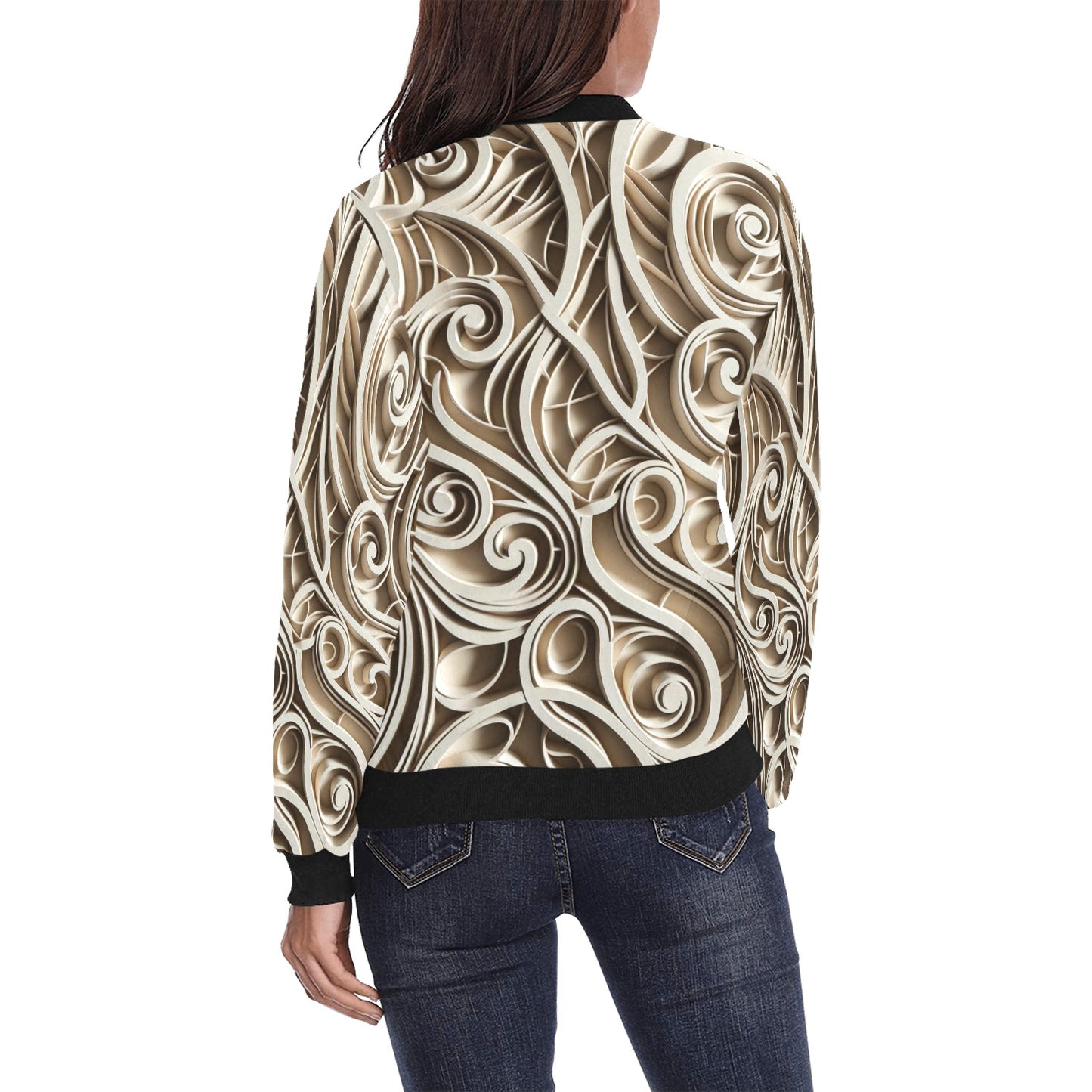 Women's All Over Print Bomber Jacket (P190)