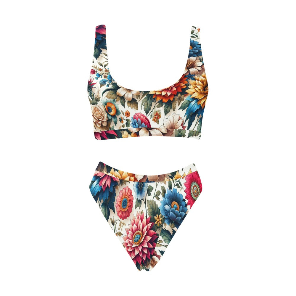 Sport felső és magas derekú bikini fürdőruha (C95)
