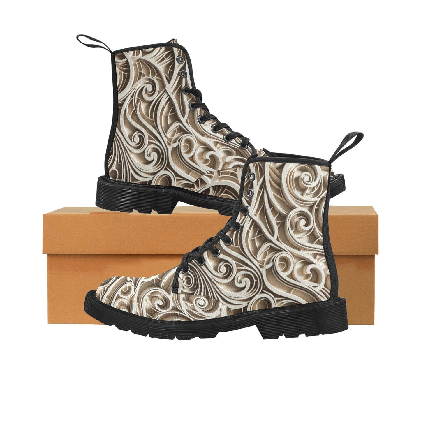 Women's Lace Up Canvas Boots (P190) WHITE
