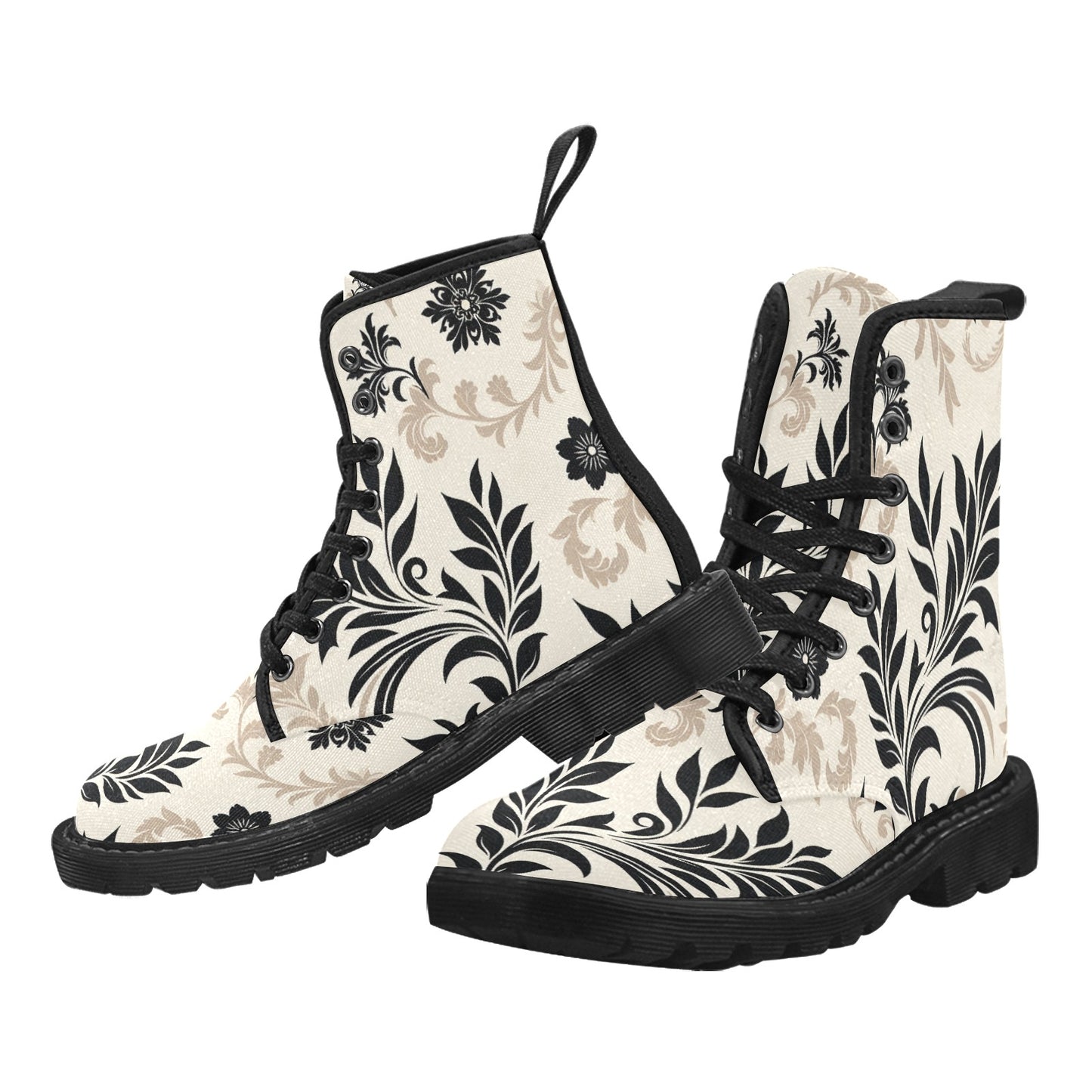 Women's Lace Up Canvas Boots (P290) WHITE