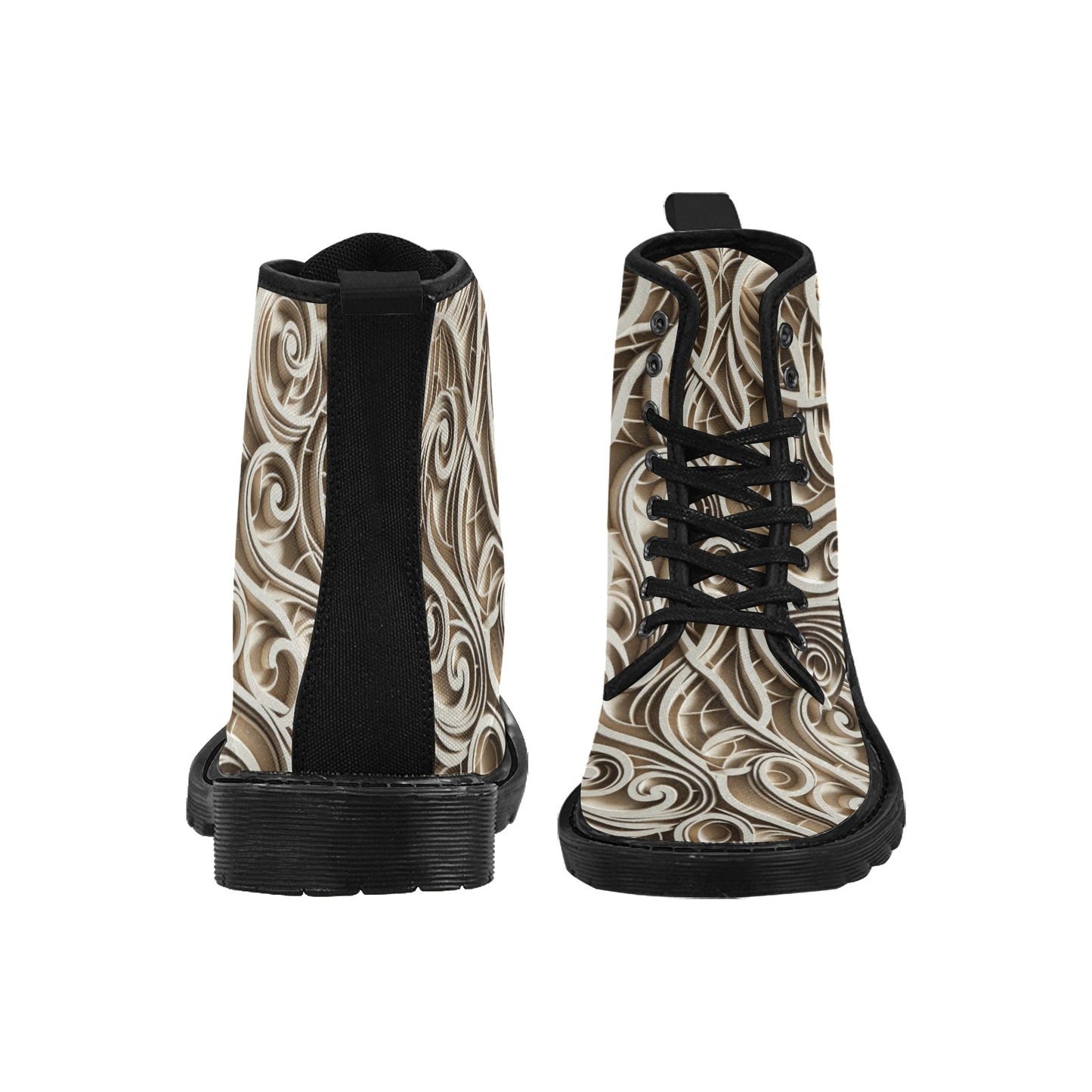 Women's Lace Up Canvas Boots (P190) WHITE