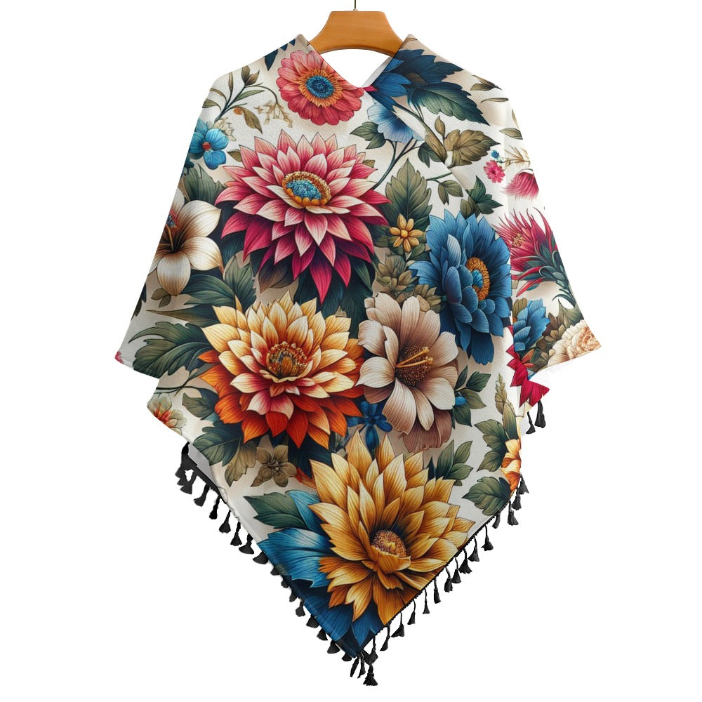 Knitted Cape With Fringed Edge (C95)