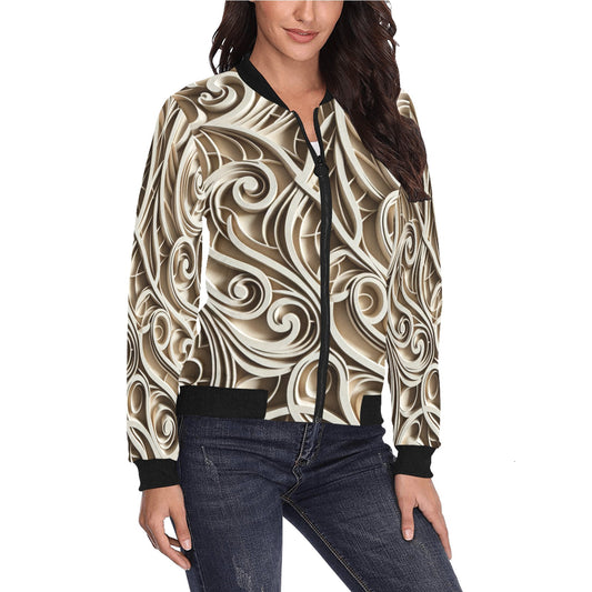 Women's All Over Print Bomber Jacket (P190)