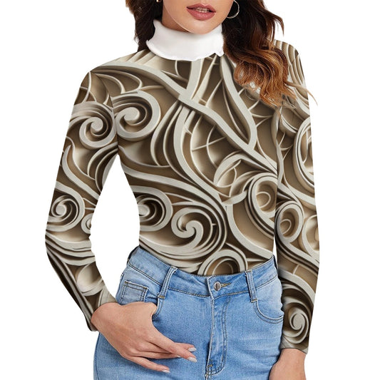 Women's Long Sleeve Lapel Sweater (P190)