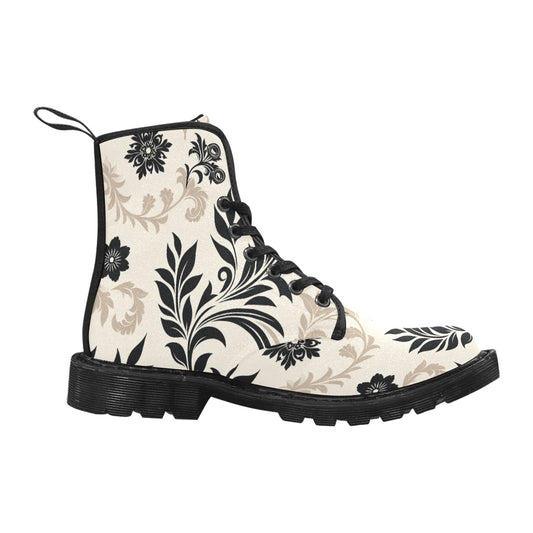 Women's Lace Up Canvas Boots (P290) WHITE