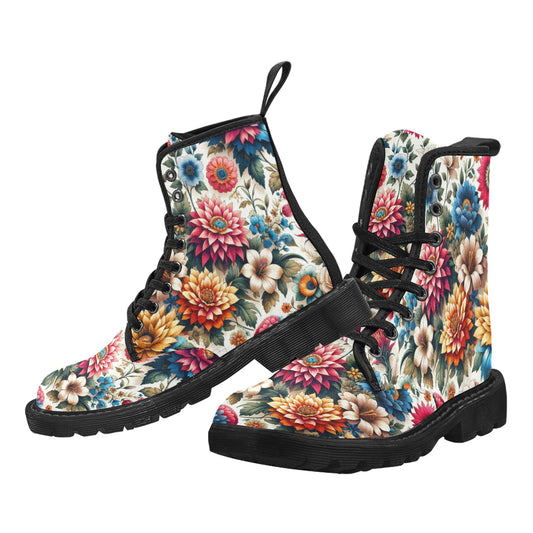 Damen Schnürstiefel aus Canvas (C95) weiß