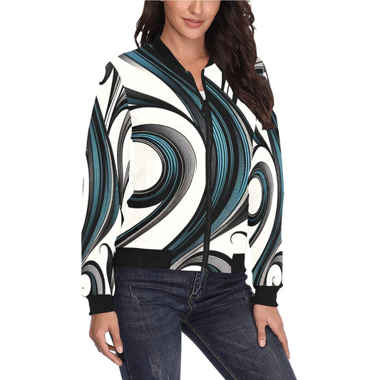 Women's All Over Print Bomber Jacket (P292)